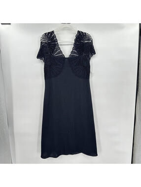 Women's St John Crochet Santana Knit Black Dress 10